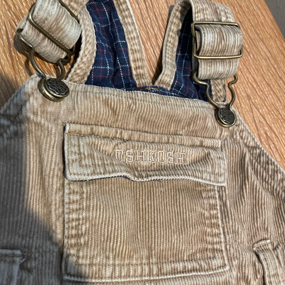 Osh Kosh 12-Month Lined Tan Corduroy Overalls